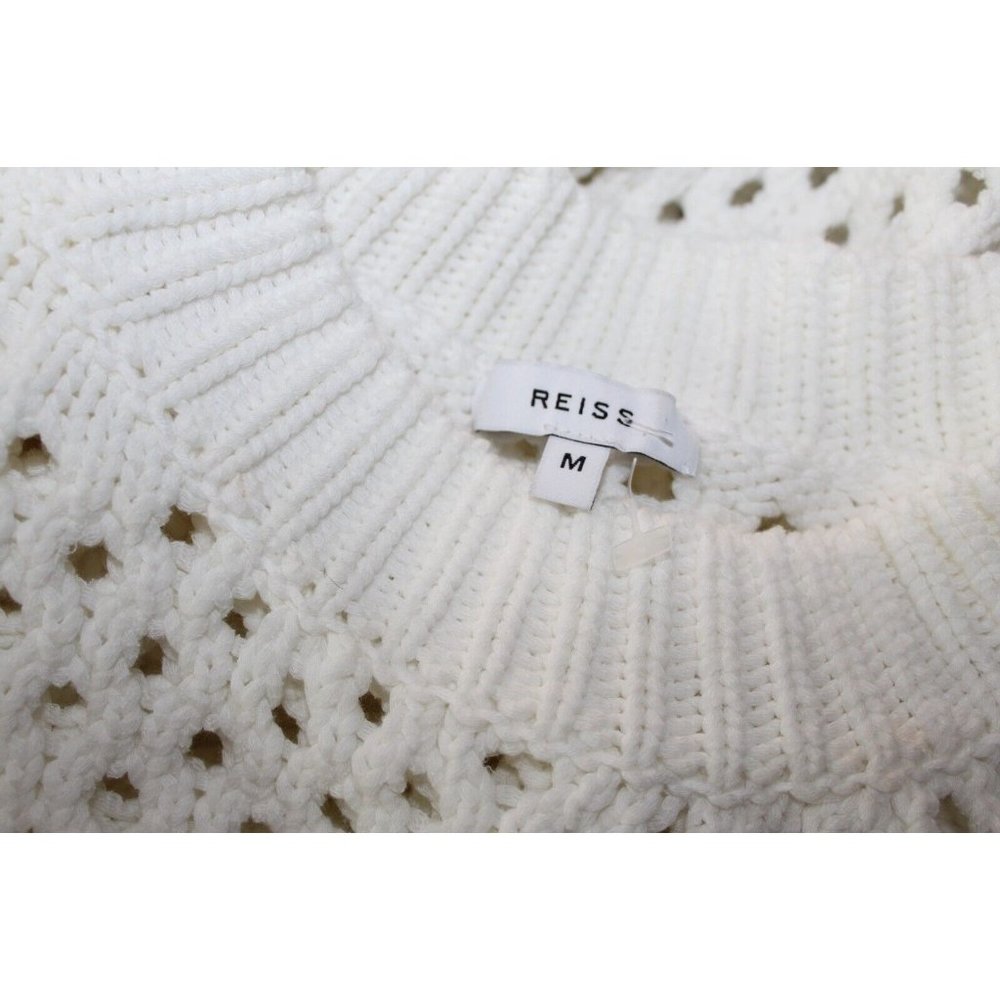 Reiss Womens Cream Lauren Chunky Open Knit Cotton Blend Pullover Sweater M - Picture 8 of 8
